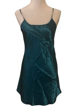 emerald green slip dress mini Basic Editions | Intimates & Sleepwear | Vintage Style Basic Editions Satin Nwt L regency era clothing a-line wedding dresses houston Color:EUcalyptus length silhouette adds a Satin slip